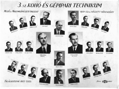 3. sz. KOH S GPIPARI TECHNIKUM MEZ s MALOMGPSZETI TAGOZAT 1951-52-ben VGZETT NVENDKEI