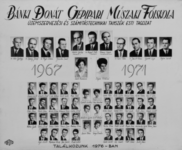 BNKI DONT GPIPARI MSZAKI FISKOLA ZEMSZERVEZSI S SZMITSTECHNIKAI TANSZK ESTI TAGOZAT 1967-1971