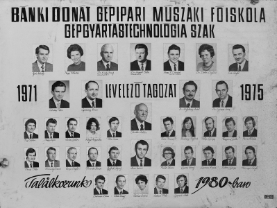 BNKI DONT GPIPARI MSZAKI FISKOLA GYRTSTECHNOLGIA SZAK LEVELEZ TAGOZAT 1971-1975
