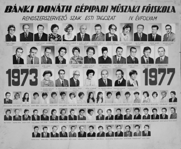 BNKI DONT GPIPARI MSZAKI FISKOLA RENDSZERSZERVEZ SZAK  ESTI TAGOZAT 1973-1977