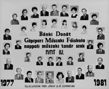 BNKI DONT GPIPARI MSZAKI FISKOLA NAPPALI MSZAKI TANR SZAK NMT IV. 1978-1981