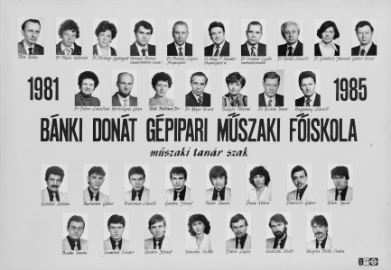 BNKI DONT GPIPARI MSZAKI FISOKLA MSZAKI TANR SZAK 1981-1985